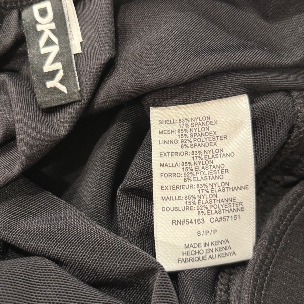 NWT size small DKNY One Piece Swimsuit Women Black Ruched V-Neck Tummy Control - Picture 7 of 7